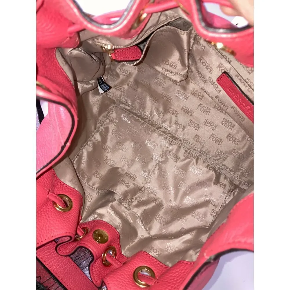 MICHAEL KORS, LARGE PINK PEBBLED LEATHER HANDBAG WITH TASSEL - Picture 16 of 16